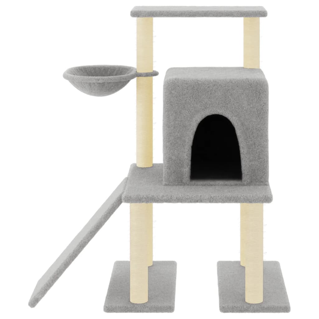 vidaXL Cat Tree with Sisal Scratching Posts Light Grey 96.5 cm