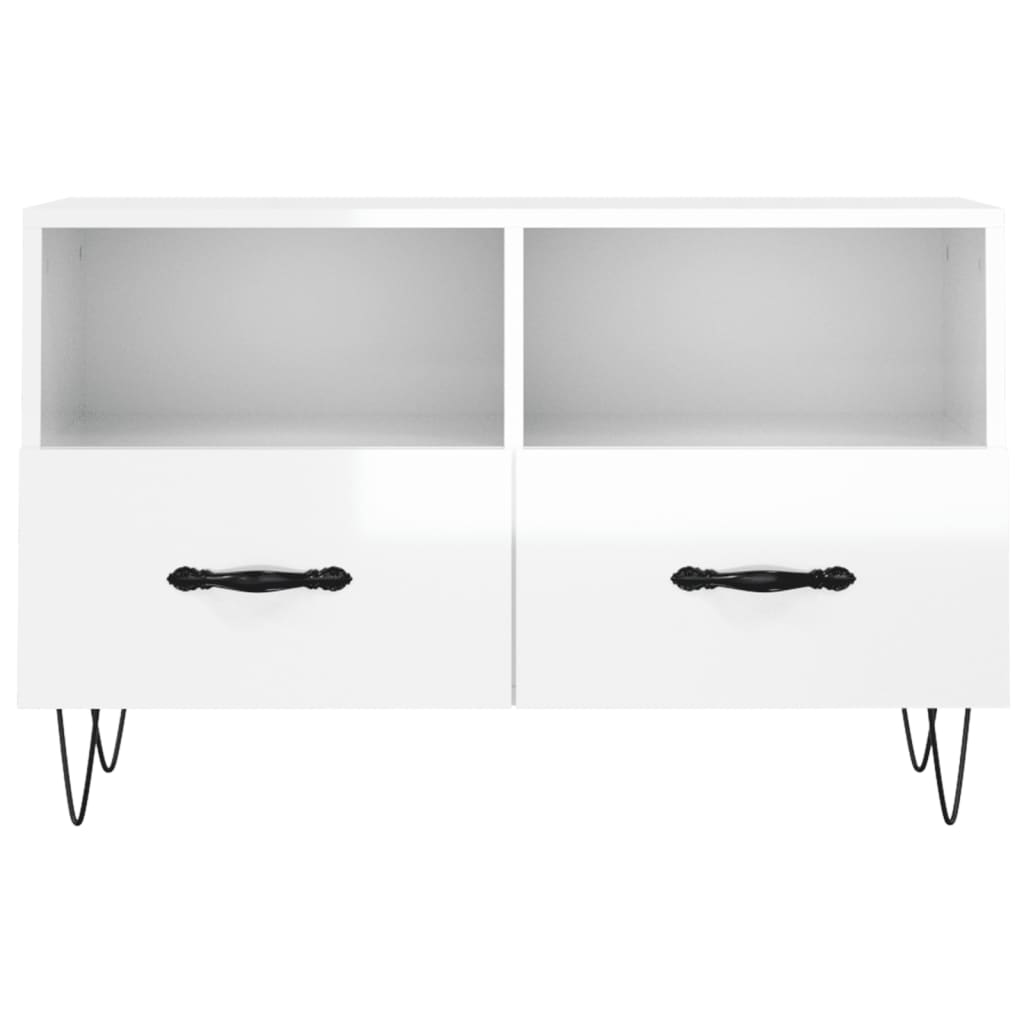 vidaXL TV Cabinet High Gloss White 80x36x50 cm Engineered Wood