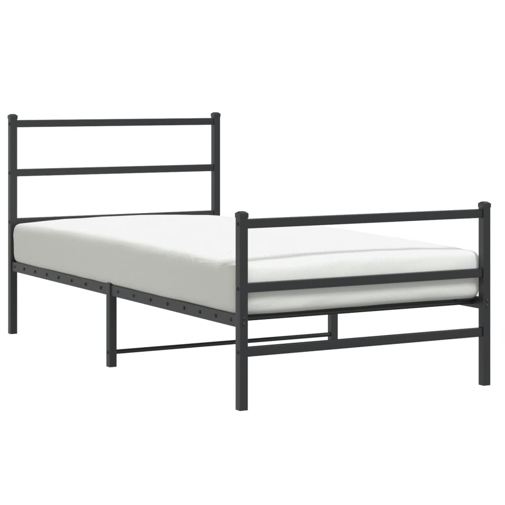 vidaXL Metal Bed Frame without Mattress with Footboard Black 100x190 cm