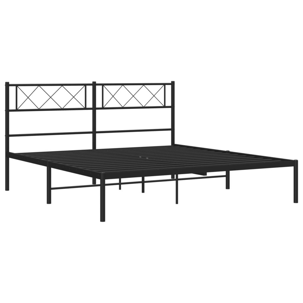 vidaXL Metal Bed Frame without Mattress with Headboard Black 120x200 cm