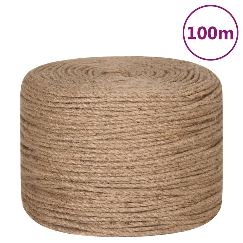 vidaXL Jute Rope 100 m Long 4 mm Thick