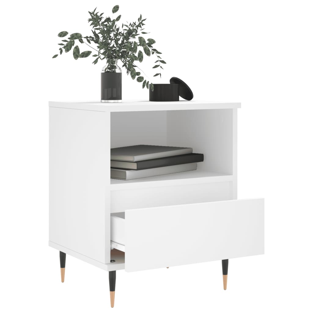 vidaXL Bedside Cabinet White 40x35x50 cm Engineered Wood