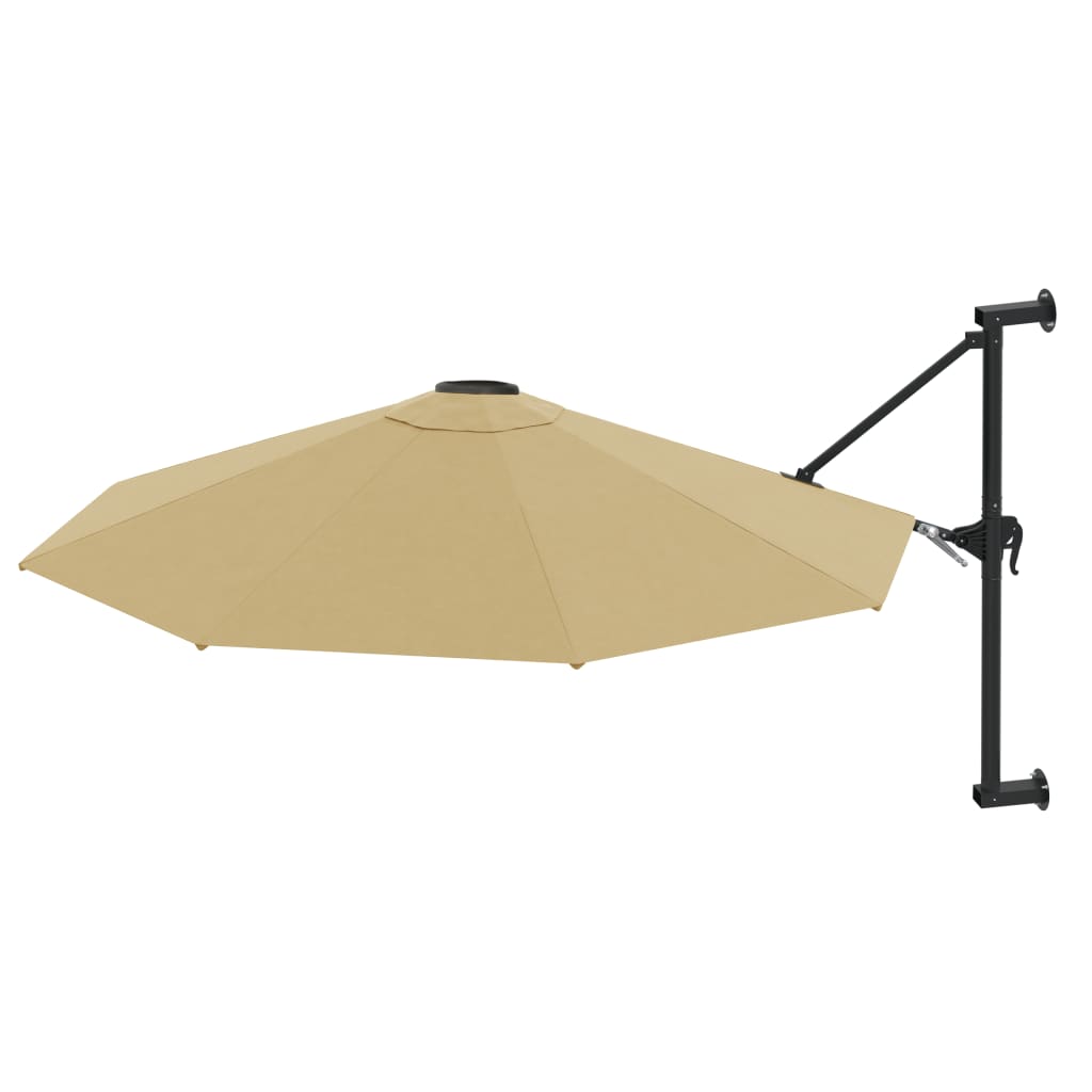 vidaXL Wall-Mounted Garden Parasol with Metal Pole 300 cm Taupe