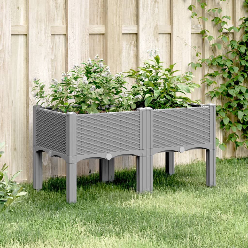 vidaXL Garden Planter with Legs Light Grey 80x40x42 cm PP