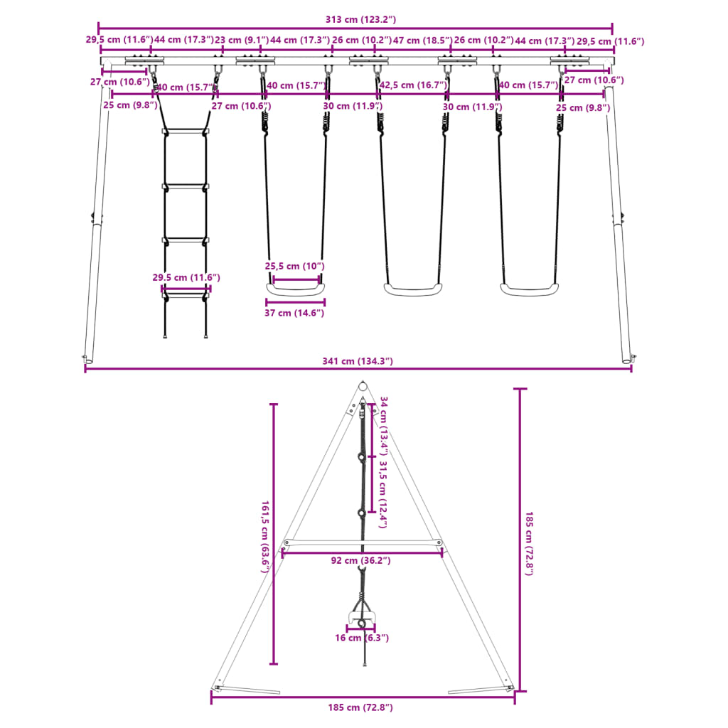 vidaXL Outdoor Swing Set with Swings and Ladder