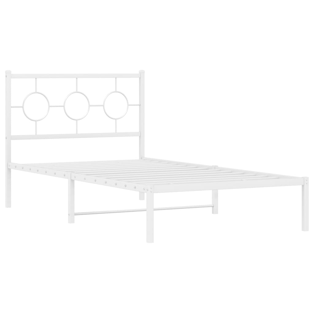 vidaXL Metal Bed Frame without Mattress with Headboard White 100x200 cm