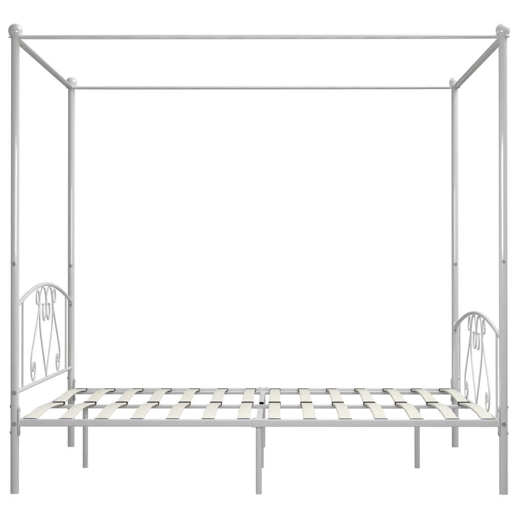 vidaXL Canopy Bed Frame without Mattress White Metal 200x200 cm