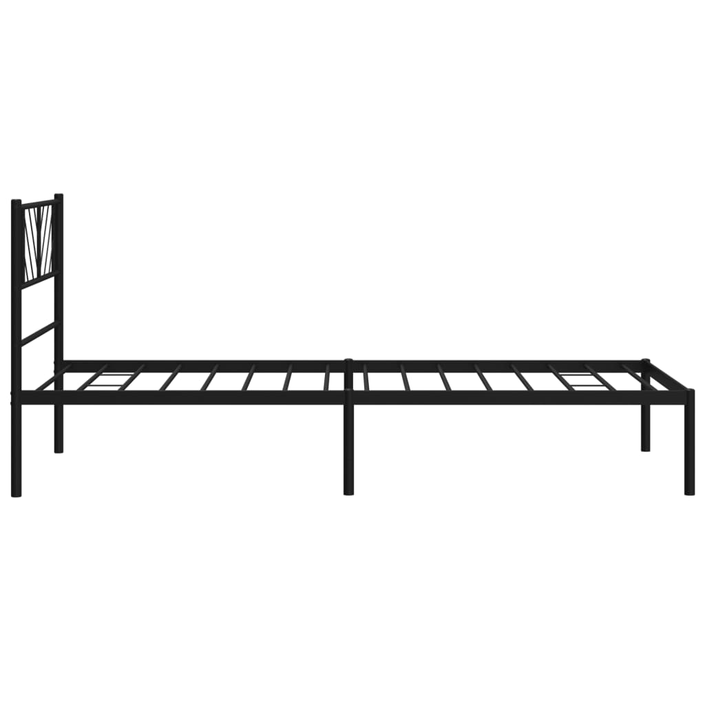 vidaXL Metal Bed Frame without Mattress with Headboard Black 100x190 cm