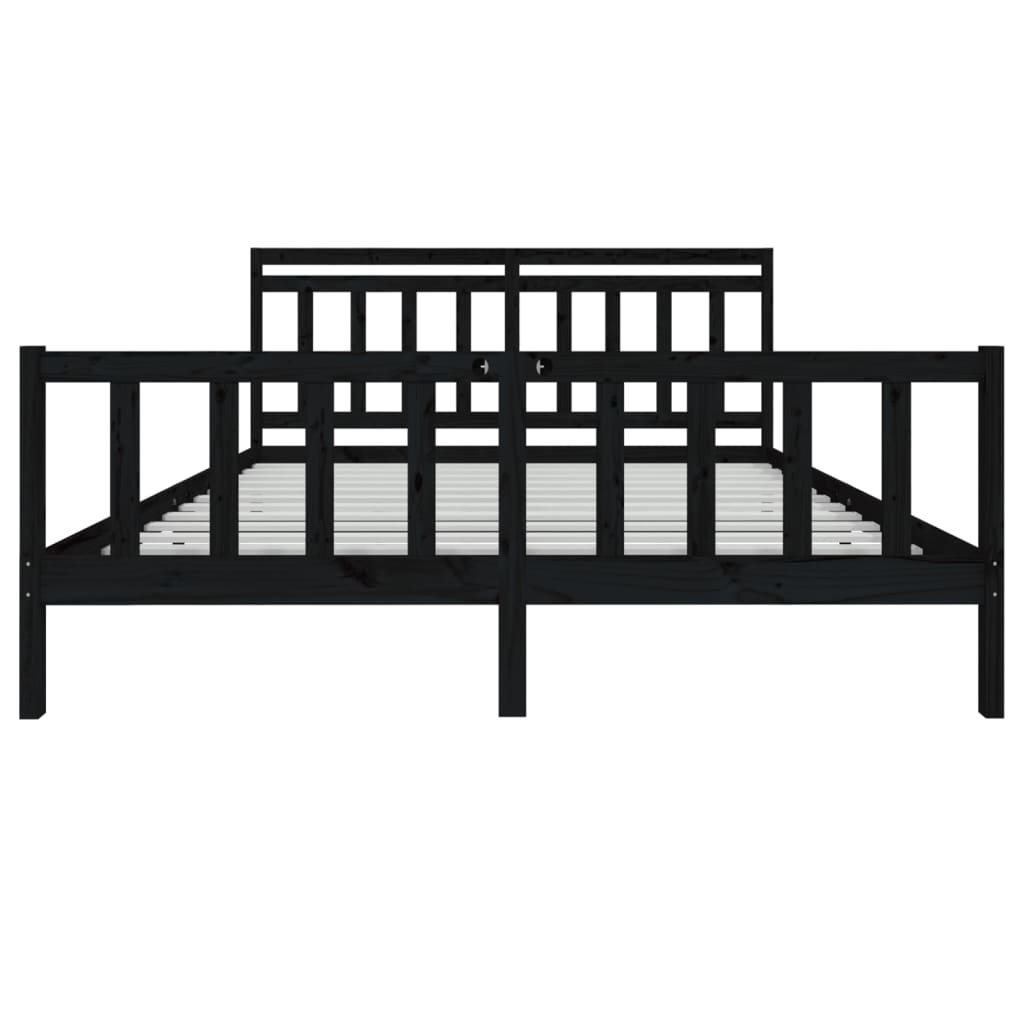 vidaXL Bed Frame without Mattress Black Super King Solid Wood