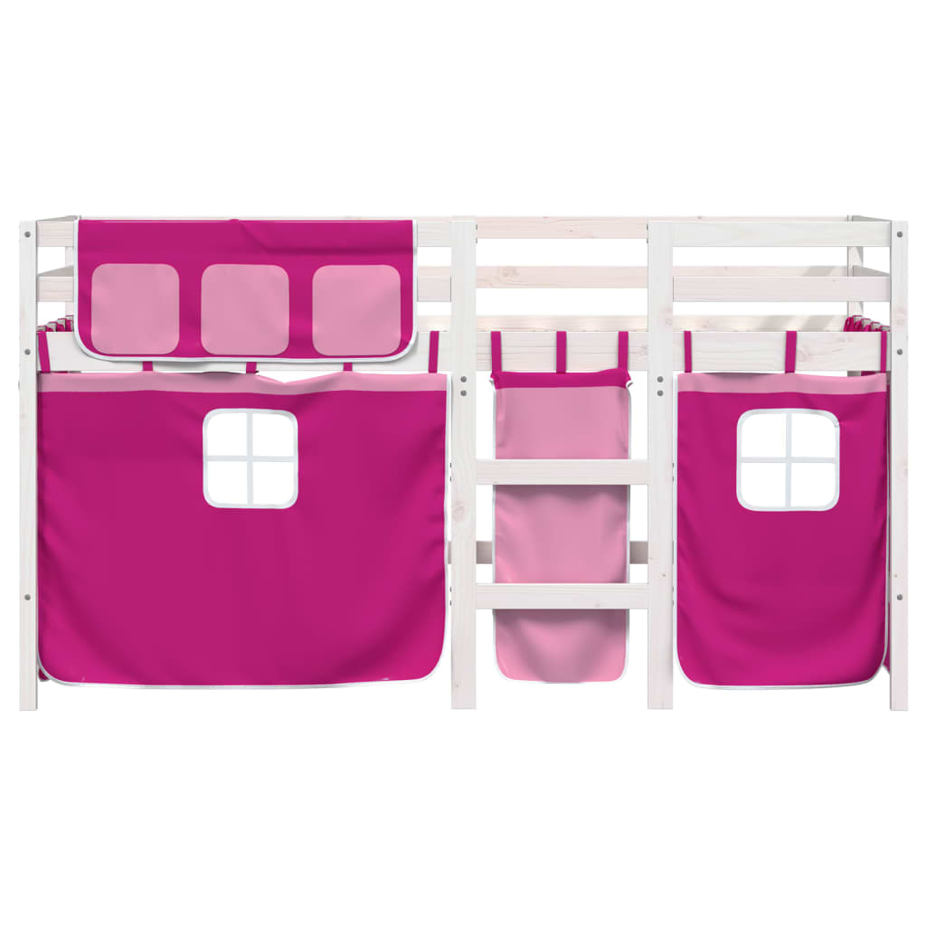 vidaXL Kids' Loft Bed with Curtains without Mattress Pink 80x200 cm