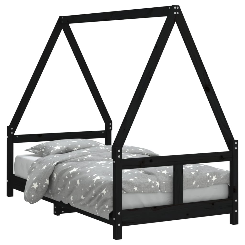 vidaXL Kids Bed Frame Black 80x160 cm Solid Wood Pine