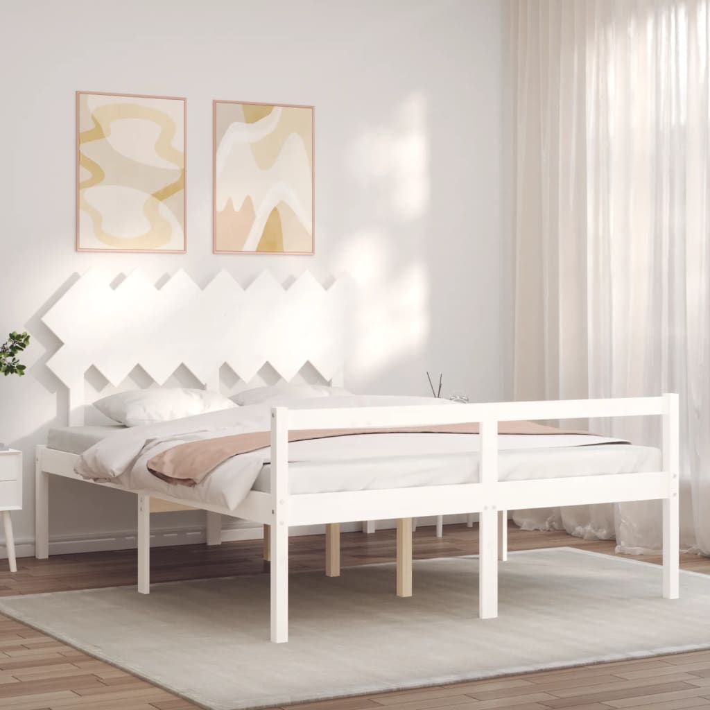 vidaXL Senior Bed without Mattress White 140x200 cm Solid Wood