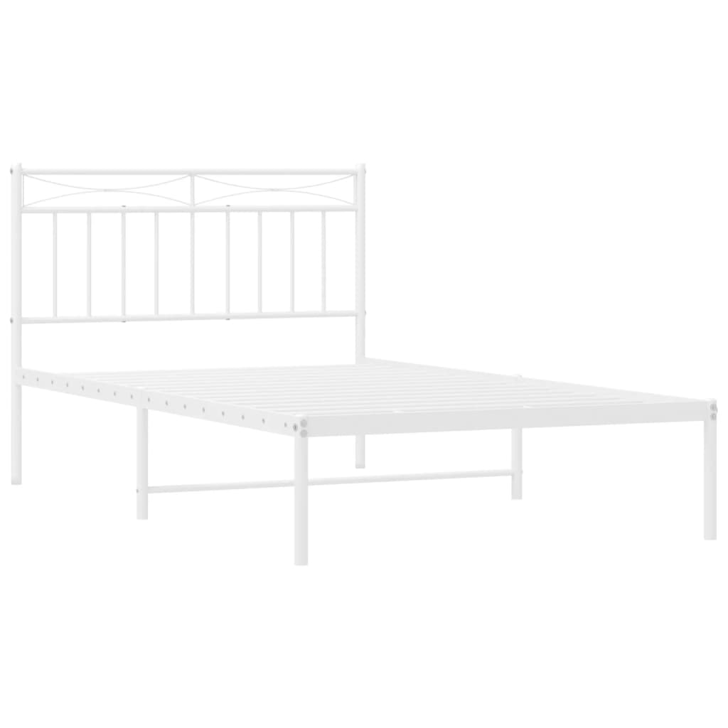 vidaXL Metal Bed Frame without Mattress with Headboard White 100x200 cm