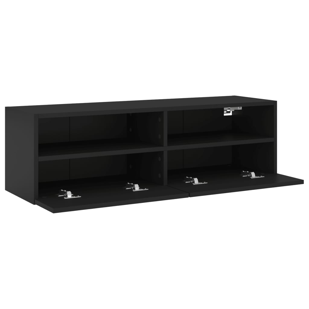 vidaXL TV Wall Cabinet Black 100x30x30 cm Engineered Wood