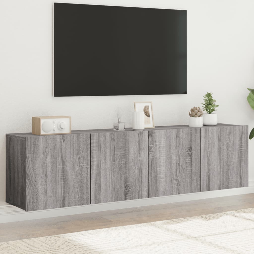 vidaXL TV Cabinets Wall-mounted 2 pcs Grey Sonoma 80x30x41 cm