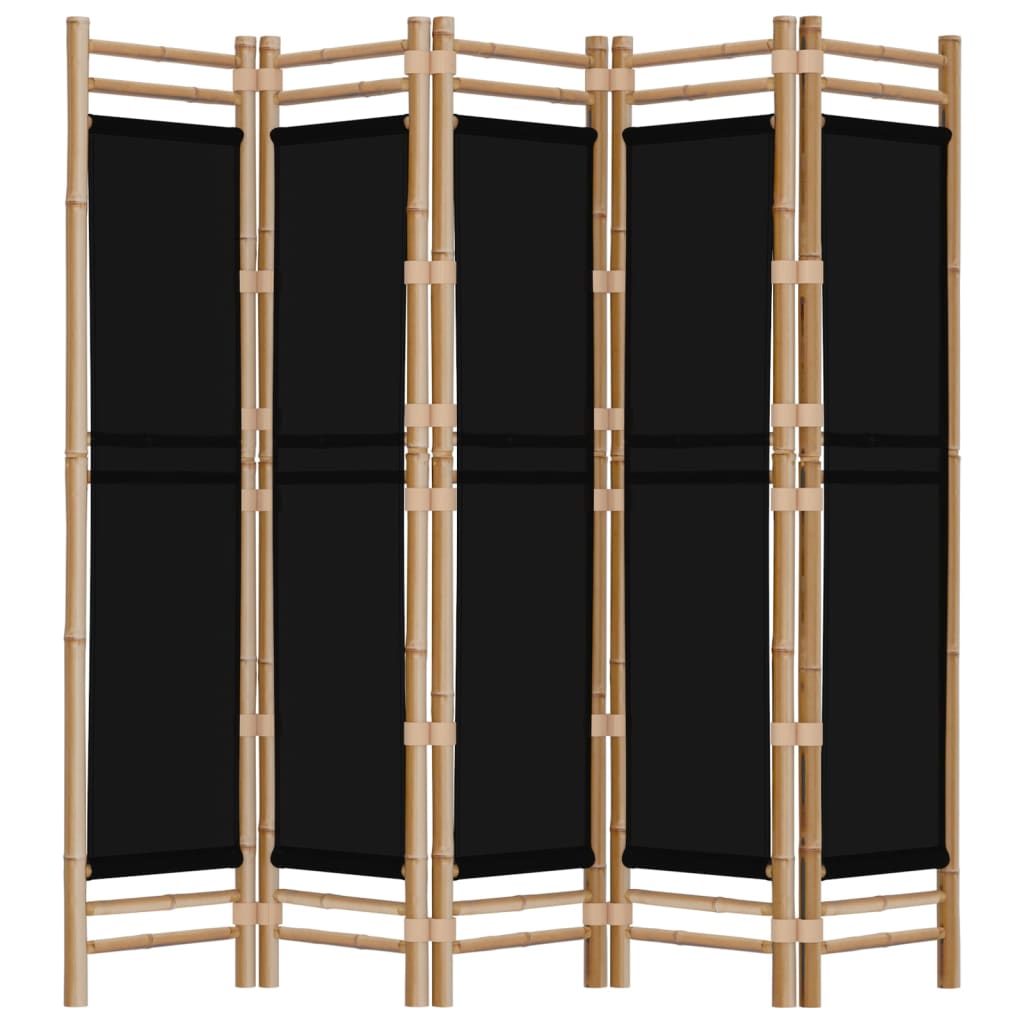 vidaXL Folding 5-Panel Room Divider 200 cm Bamboo and Canvas