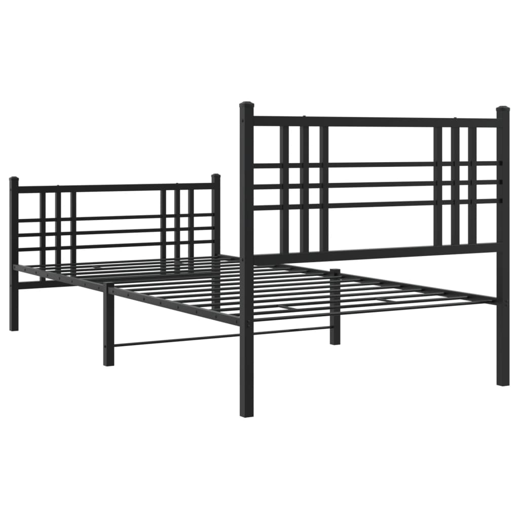 vidaXL Metal Bed Frame without Mattress with Footboard Black 100x190 cm