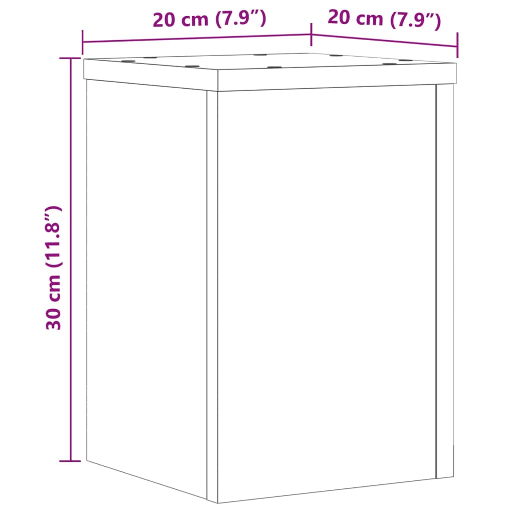 vidaXL Plant Stands 2 pcs Black 20x20x30 cm Engineered Wood