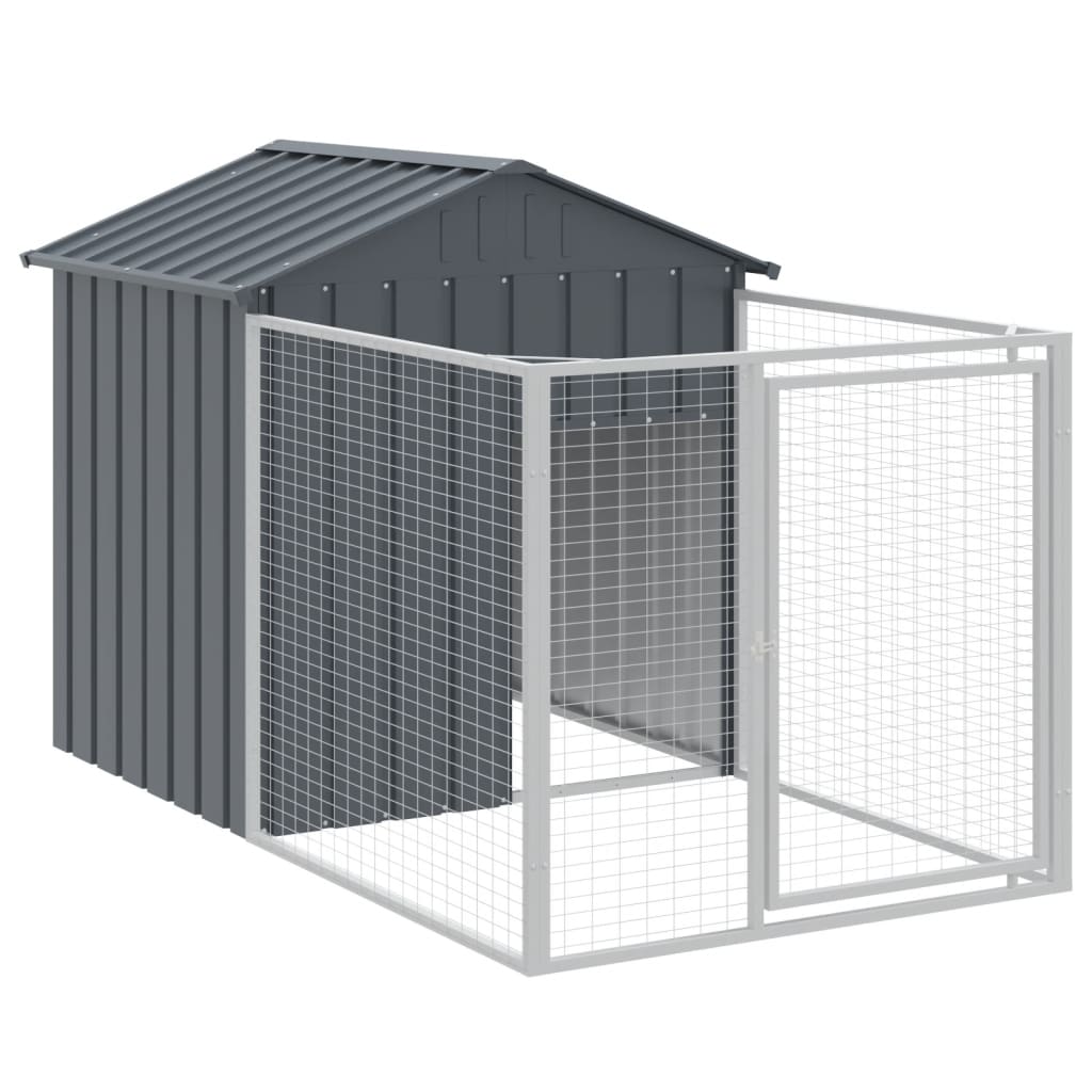 vidaXL Dog House with Run Anthracite 117x201x123 cm Galvanised Steel