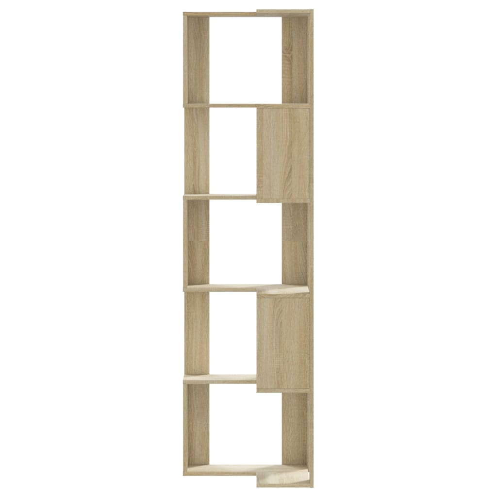 vidaXL Corner Bookcase 5-Tier Sonoma Oak 50x50x179 cm Engineered Wood