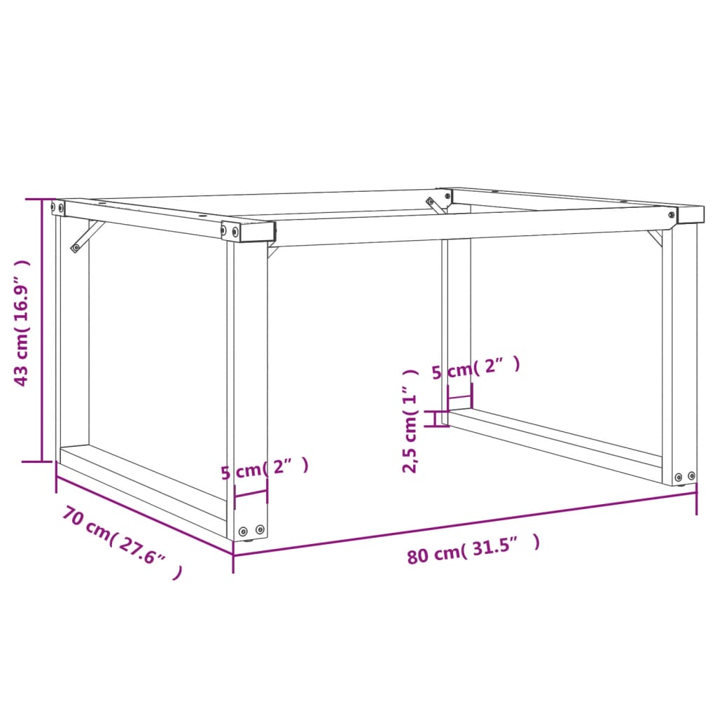 vidaXL Coffee Table Legs O-Frame 80x70x43 cm Cast Iron