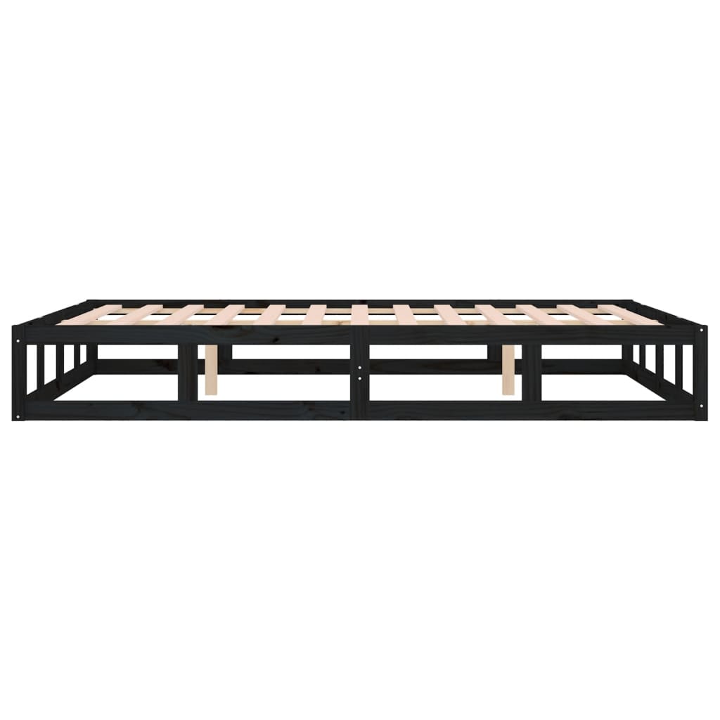 vidaXL Bed Frame without Mattress Black 150x200 cm King Size Solid Wood