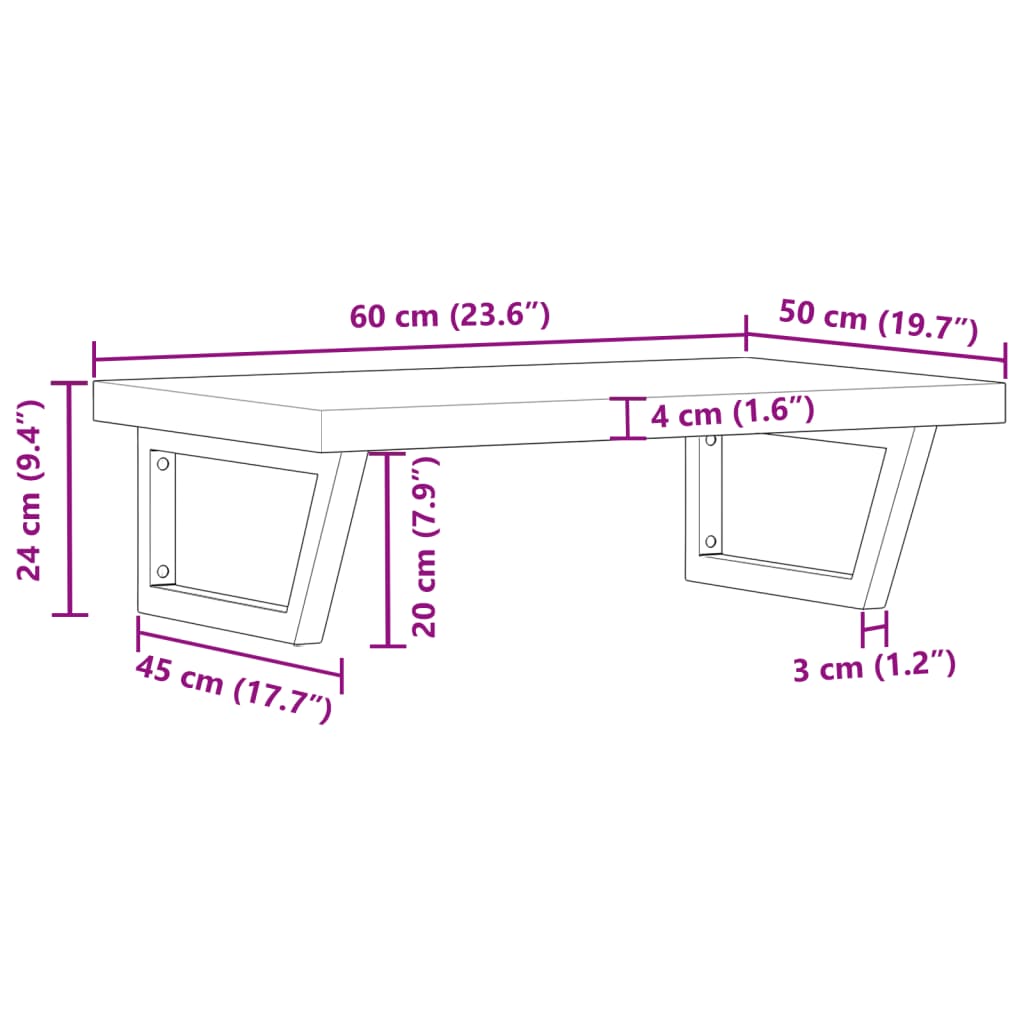 vidaXL Basin Shelf Wall Mounted Steel and Solid Wood Acacia