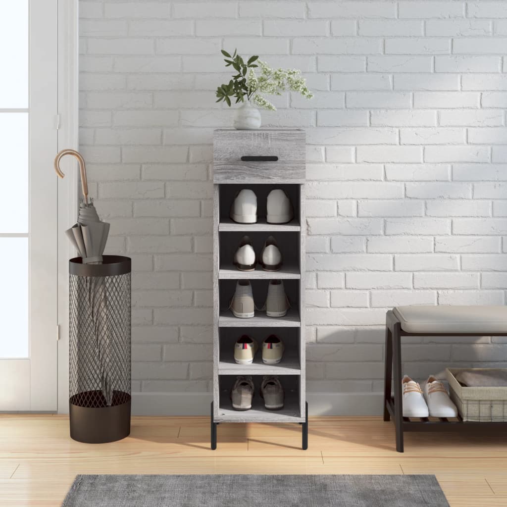 vidaXL Shoe Cabinet Grey Sonoma 30x35x105 cm Engineered Wood