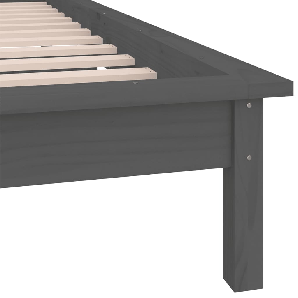 vidaXL LED Bed Frame without Mattress Grey 75x190 cm Small Single Solid Wood