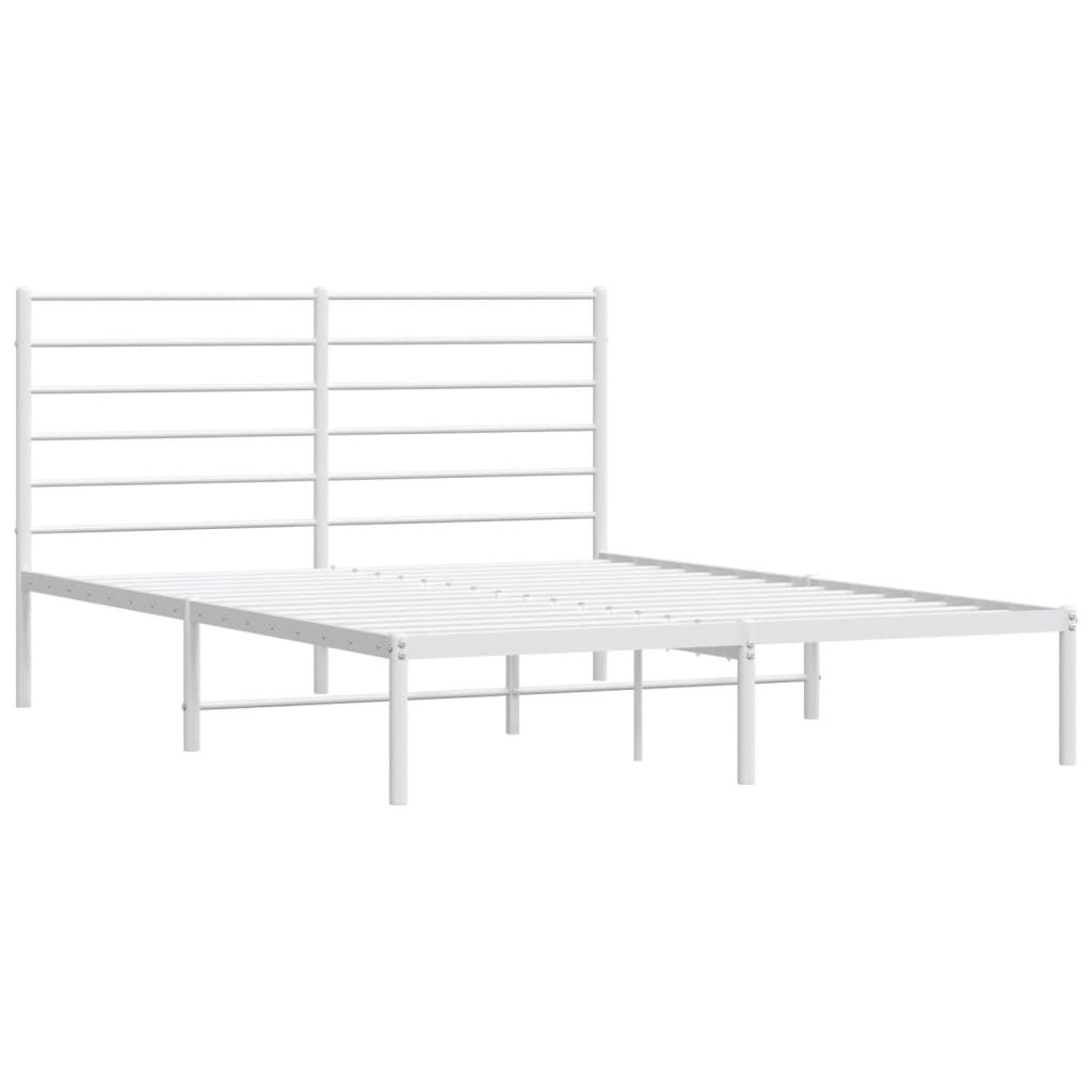 vidaXL Metal Bed Frame without Mattress with Headboard White 140x200 cm