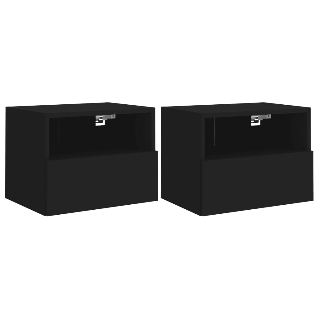 vidaXL TV Wall Cabinets 2 pcs Black 40x30x30 cm Engineered Wood