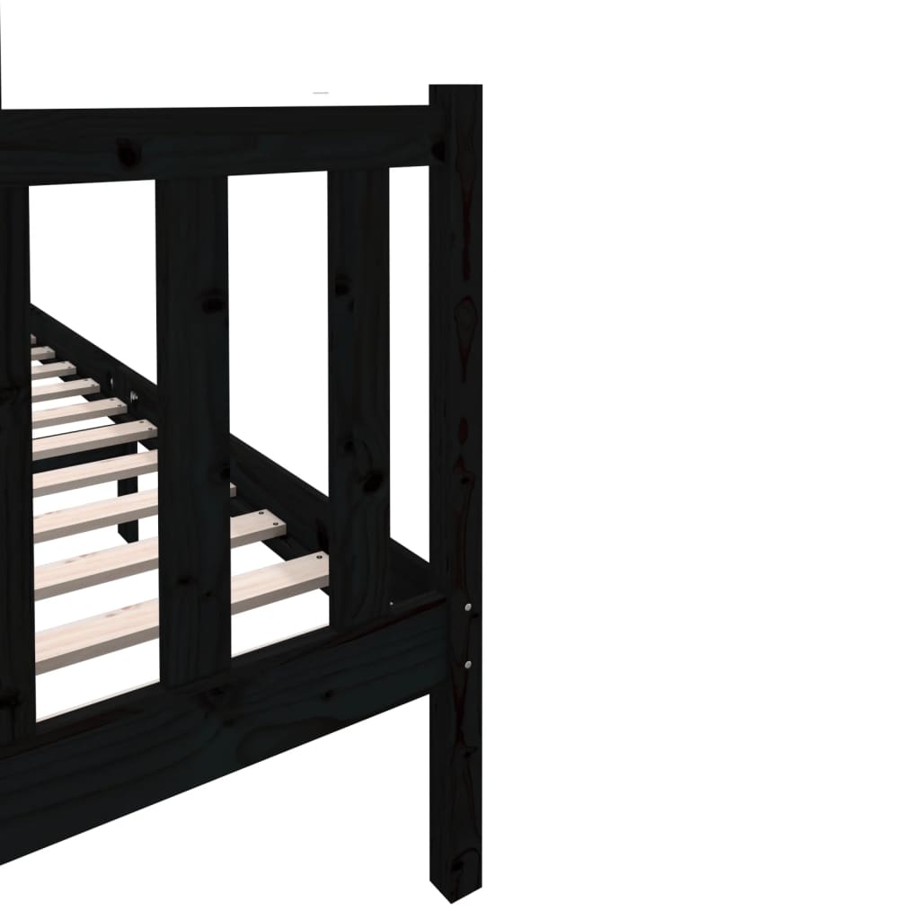 vidaXL Bed Frame without Mattress Black Solid Wood 140x190 cm (810066+814198)