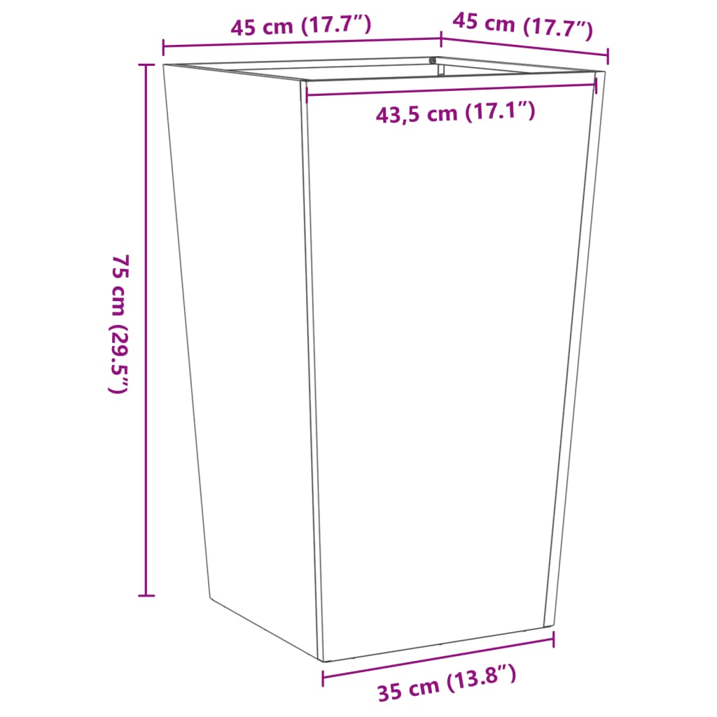 vidaXL Garden Planters 45x45x75 cm 2 pcs Corten Steel