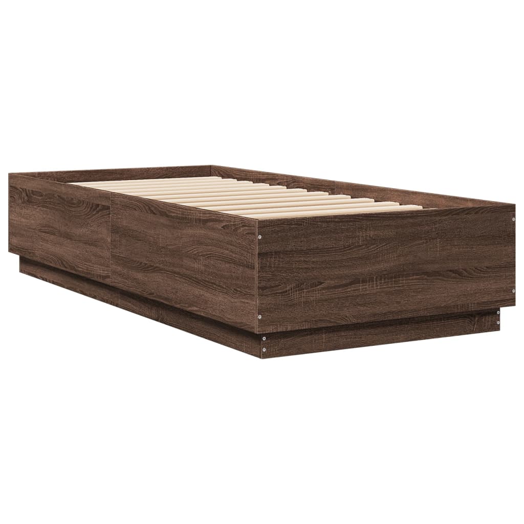 vidaXL Bed Frame without Mattress Brown Oak 100x200 cm