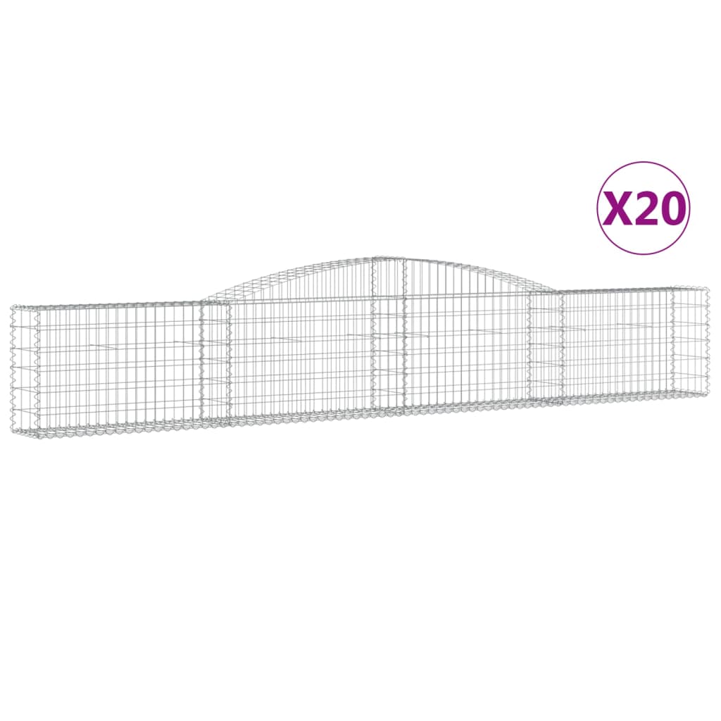 vidaXL Arched Gabion Baskets 20 pcs 400x30x60/80 cm Galvanised Iron