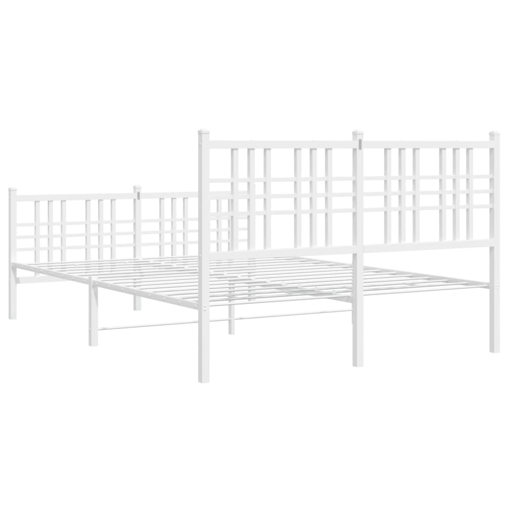 vidaXL Metal Bed Frame without Mattress with Footboard White 140x200 cm