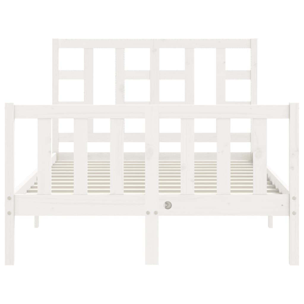 vidaXL Bed Frame without Mattress White Small Double Solid Wood Pine