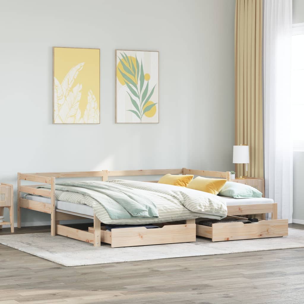 vidaXL Daybed with Trundle and Drawers without Mattress 80x200 cm