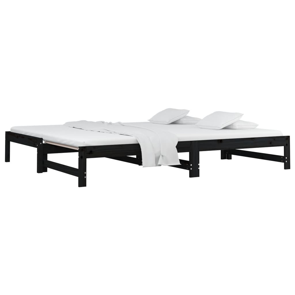 vidaXL Pull-out Day Bed without Mattress Black 2x(90x200) cm