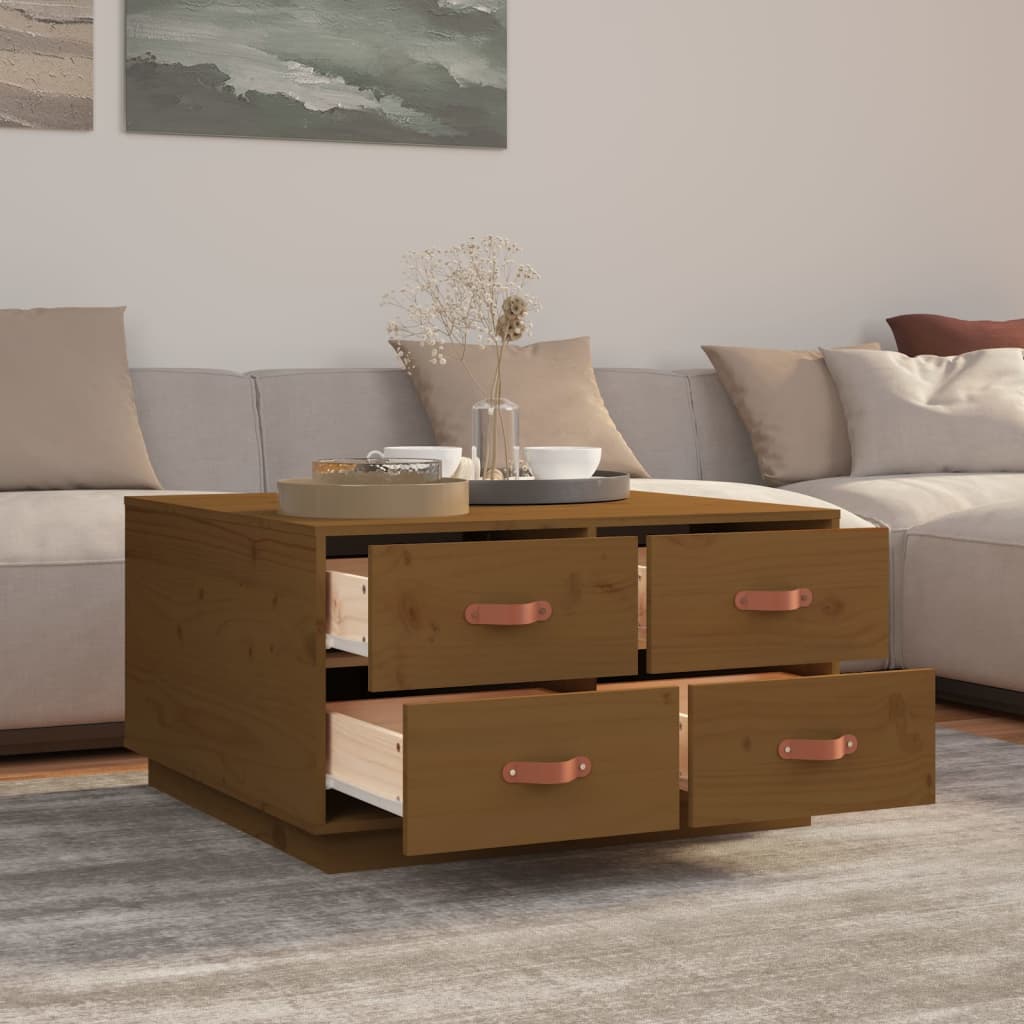 vidaXL Coffee Table Honey Brown 80x80x45 cm Solid Wood Pine