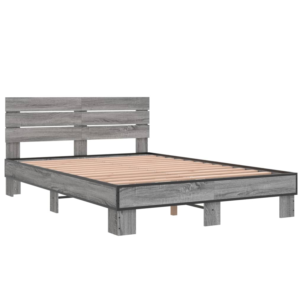 vidaXL Bed Frame without Mattress Grey Sonoma 120x200 cm