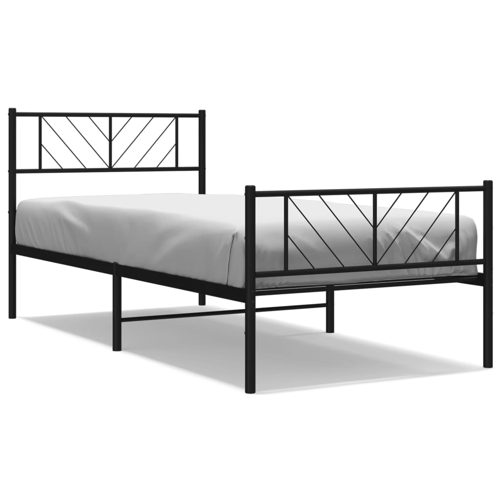 vidaXL Metal Bed Frame without Mattress with Footboard Black 100x200 cm