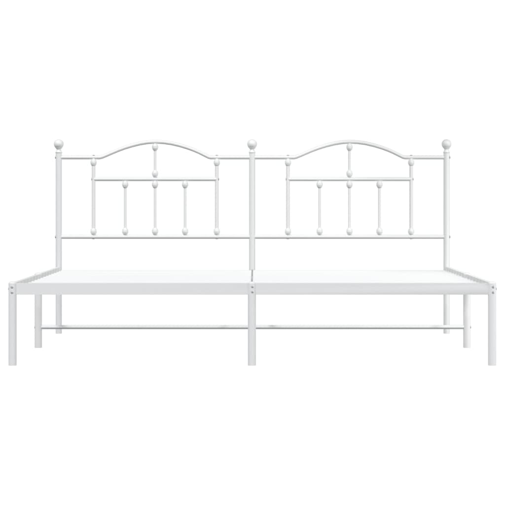 vidaXL Metal Bed Frame without Mattress with Headboard White 193x203 cm