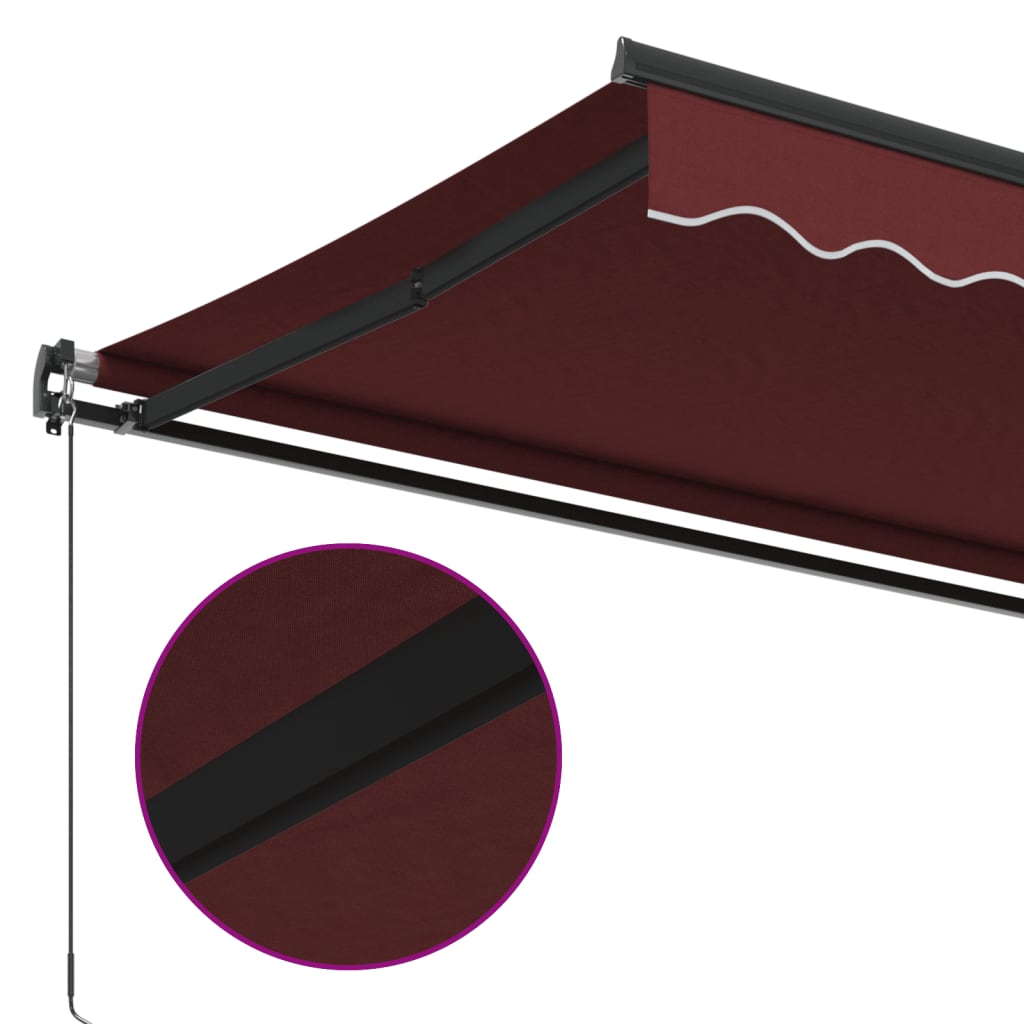 vidaXL Manual Retractable Awning Burgundy 600x350 cm