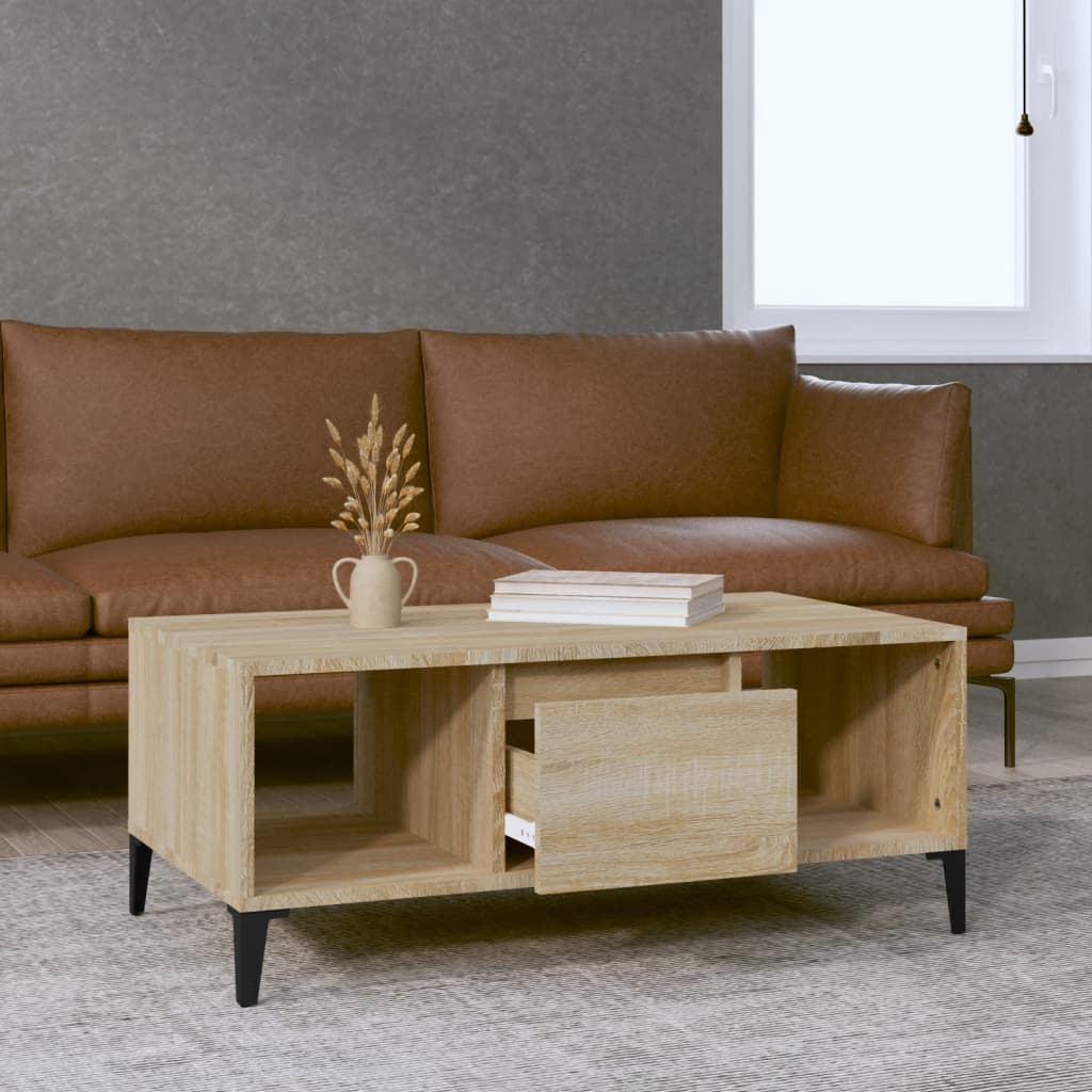 vidaXL Coffee Table Sonoma Oak 90x50x36.5 cm Engineered Wood