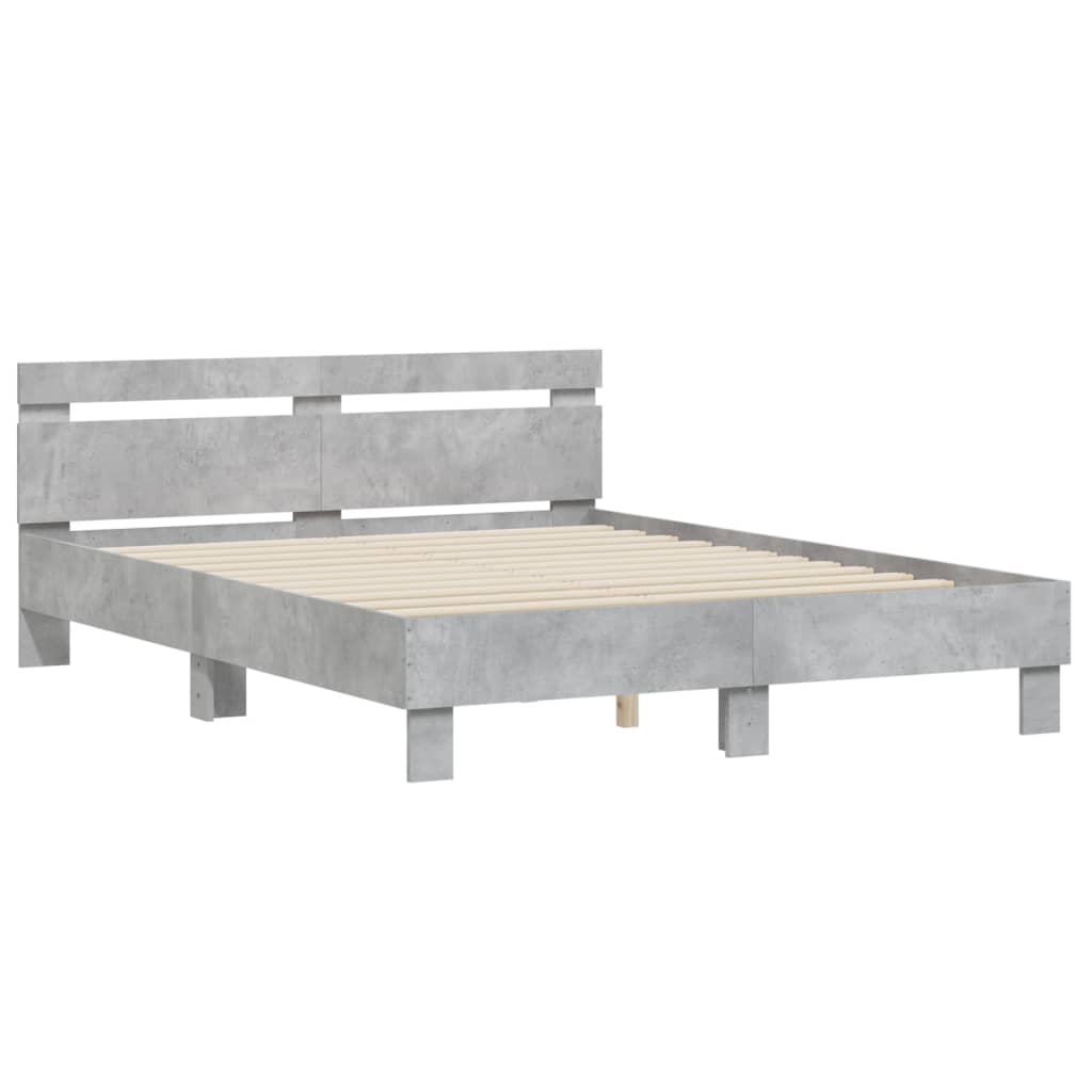 vidaXL Bed Frame without Mattress Concrete Grey 140x190 cm