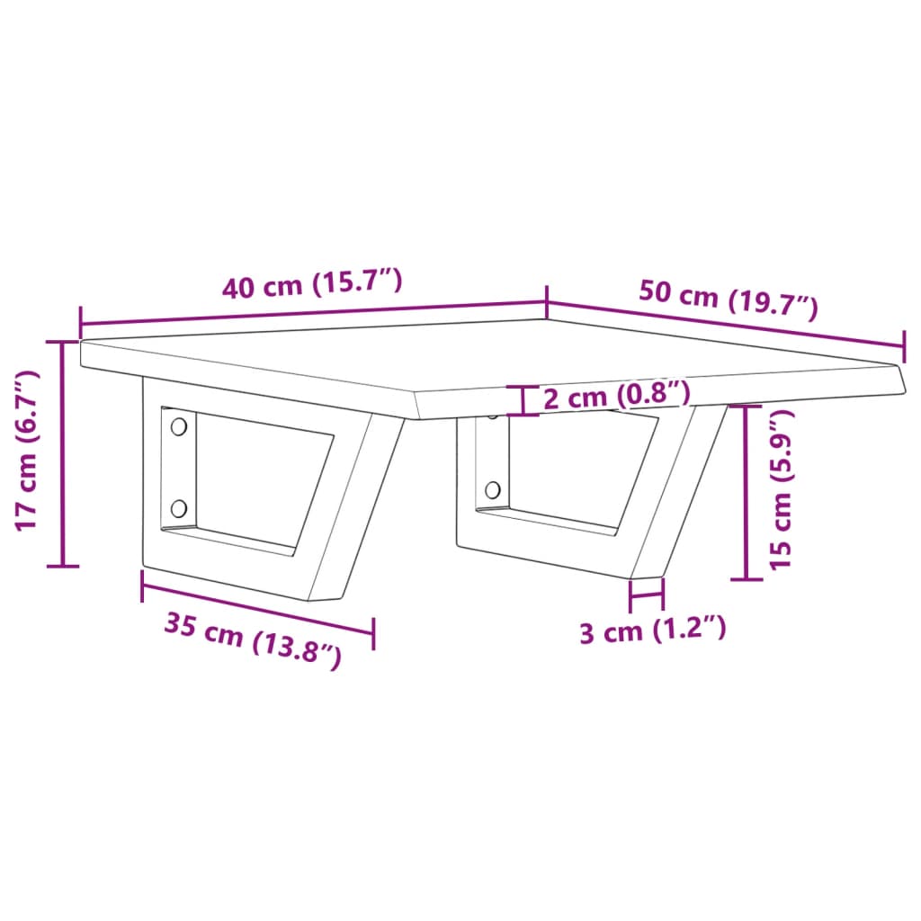 vidaXL Basin Shelf Wall Mounted Steel and Solid Wood Oak