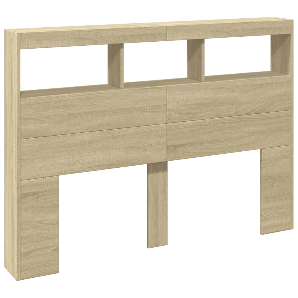 vidaXL Headboard Cabinet with LED Sonoma Oak 140x17x102 cm