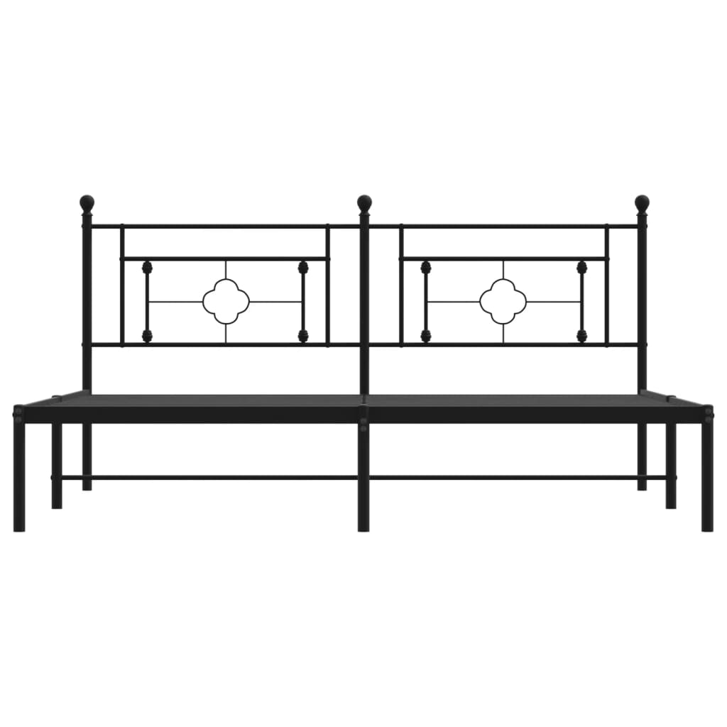 vidaXL Metal Bed Frame without Mattress with Headboard Black 180x200 cm Super King