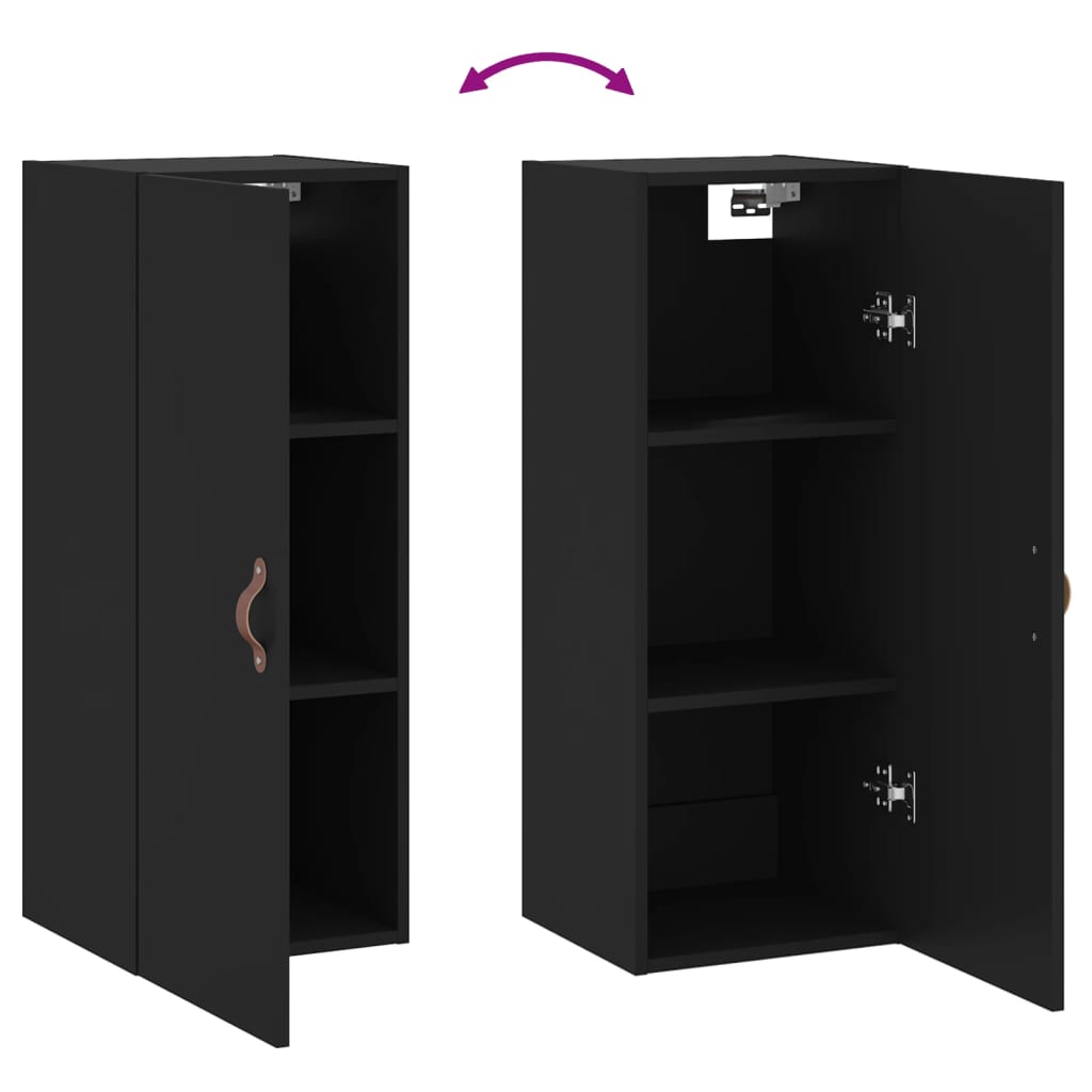 vidaXL Wall Mounted Cabinet Black 34.5x34x90 cm